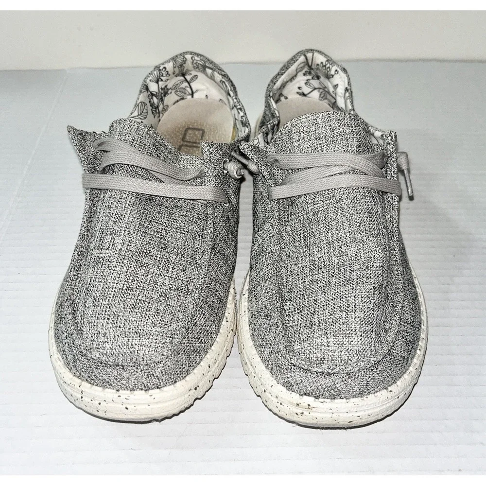 Hey Dude Wendy Linen Women's 8 Iron Gray Slip On Lightweight Boho Skater Cottage